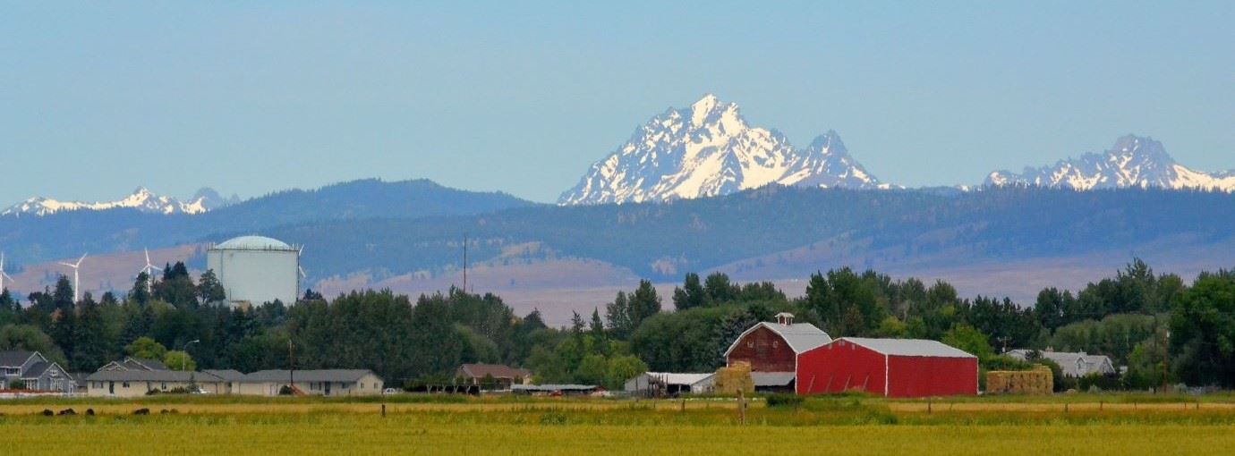 Mt Stuart with Red Barn in Foreground